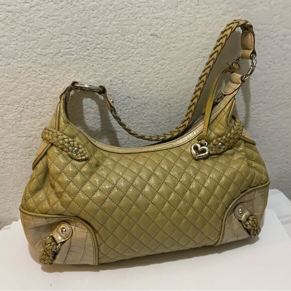 BRIGHTON  STOCKADE Quilted  Patent Leather Satchel HandBag shoulder bag - Picture 2 of 15